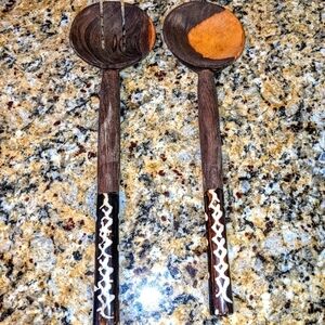 African Teak Salad Serving Spoons from Kenya